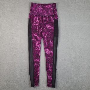 TKO Leggings Womens Medium Purple Black Pull On Elastic Waist Ankle‎ Stretch